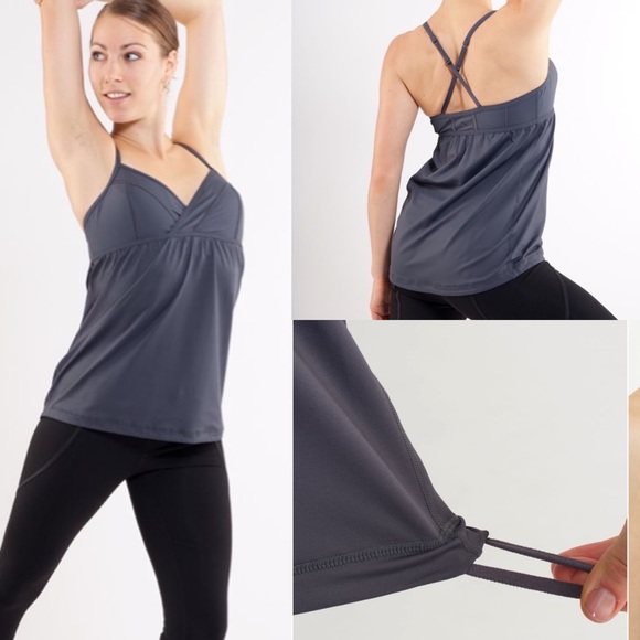 lululemon athletica Tops - Lululemon rehearsal tank coal gray 6 criss cross